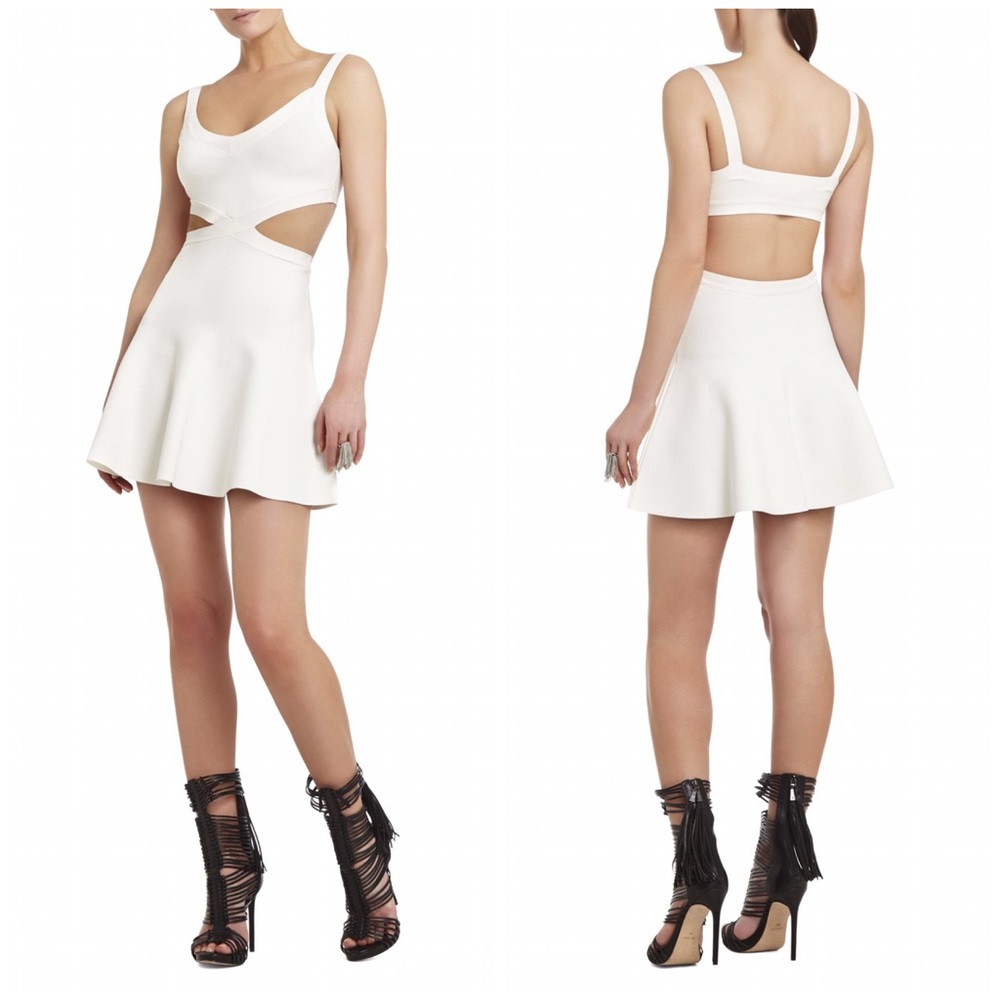 BCBGMaxAzria Elyzabeth Cut Out Dress White S
